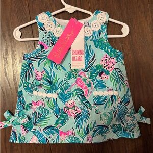 Lilly Pulitzer Tropical Print Kids Dress - Blue and Pink
